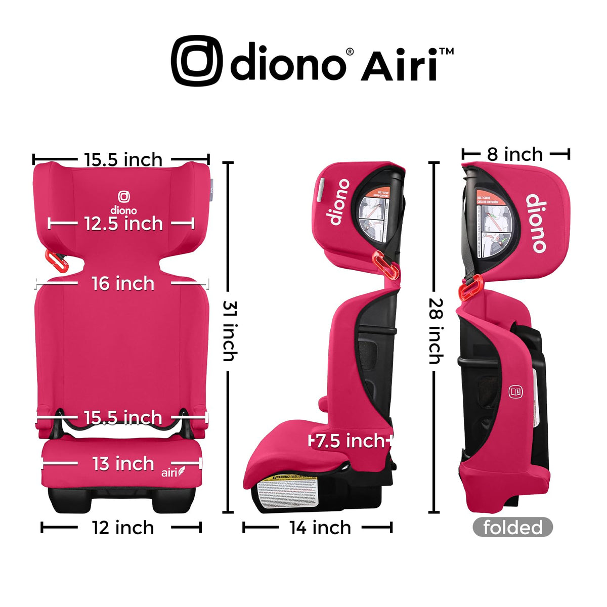 Pink Foldable High Back Booster Seat B1911