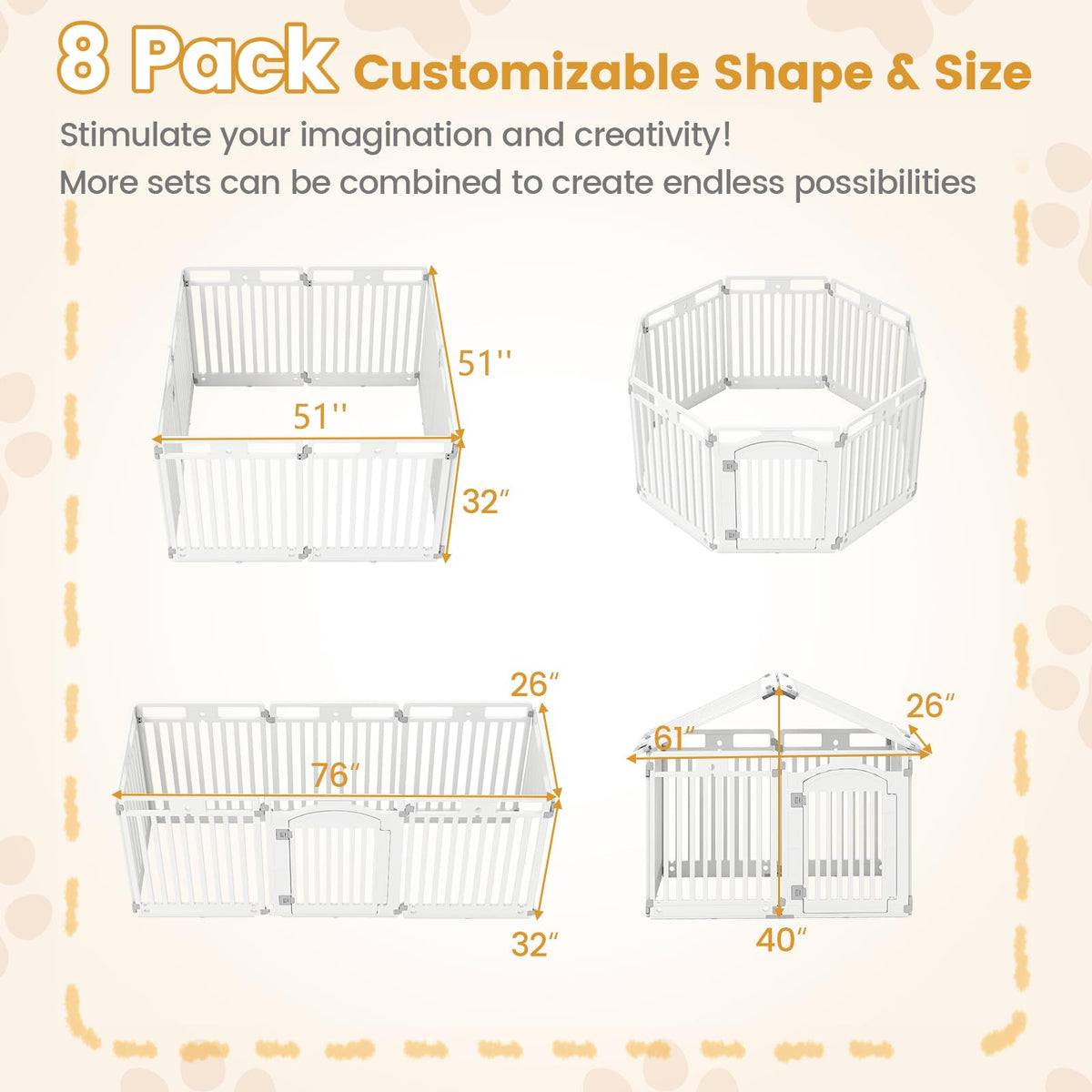 16 Panel 32''H Plastic Dog Playpen with Lockable Door H52533