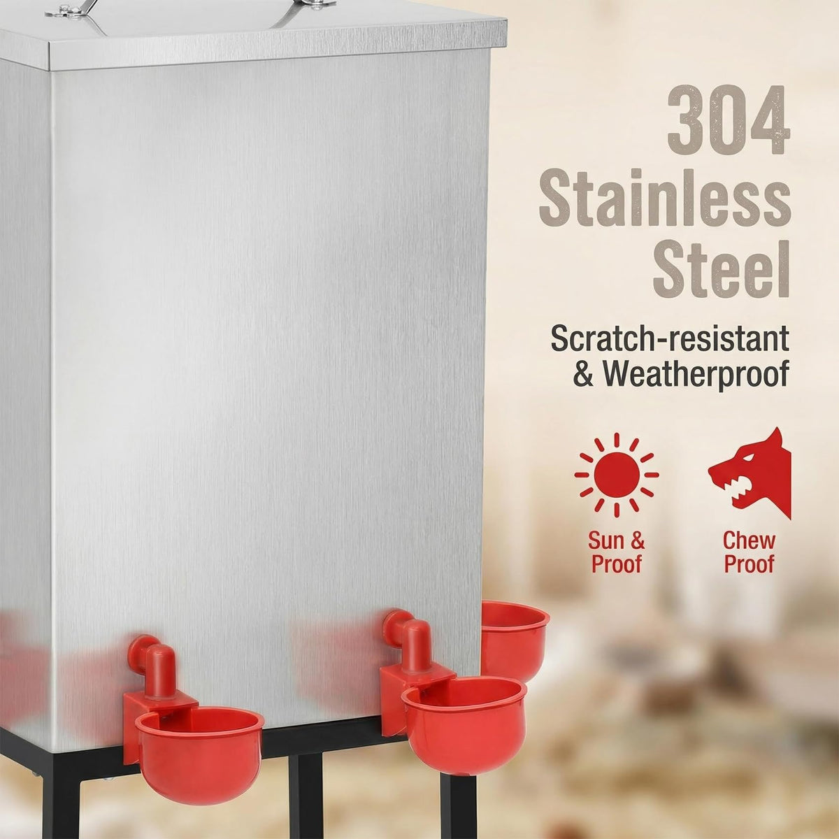 3 Gallon Stainless Steel Chicken Waterer with Cups & Nipples D797