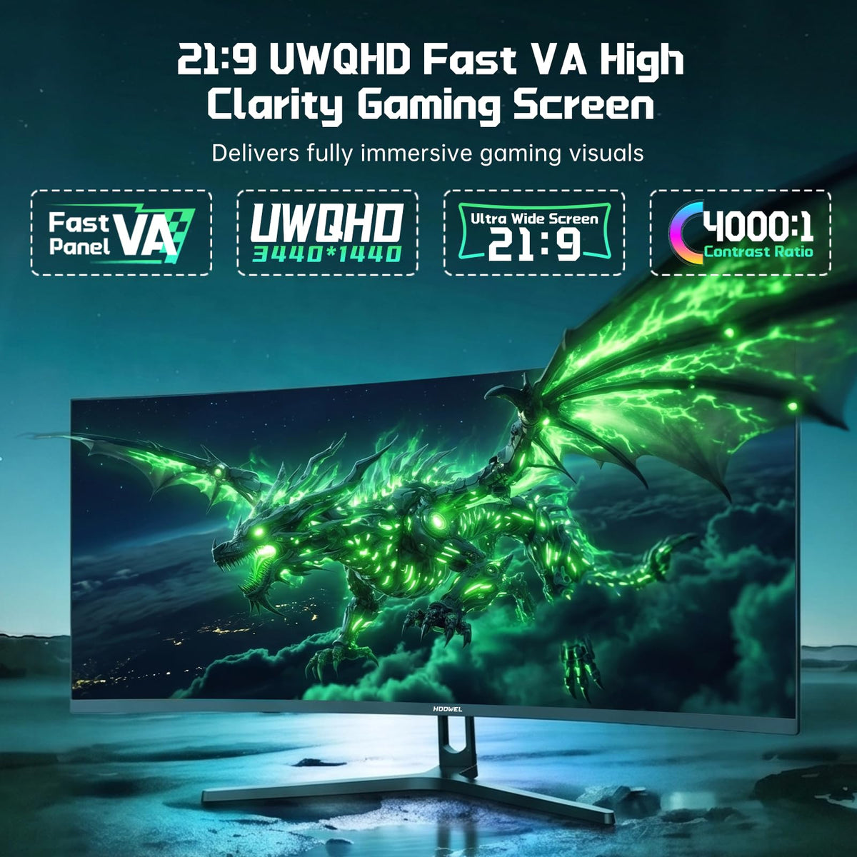 34 Inch Curved Gaming Monitor 200Hz UWQHD Y190280