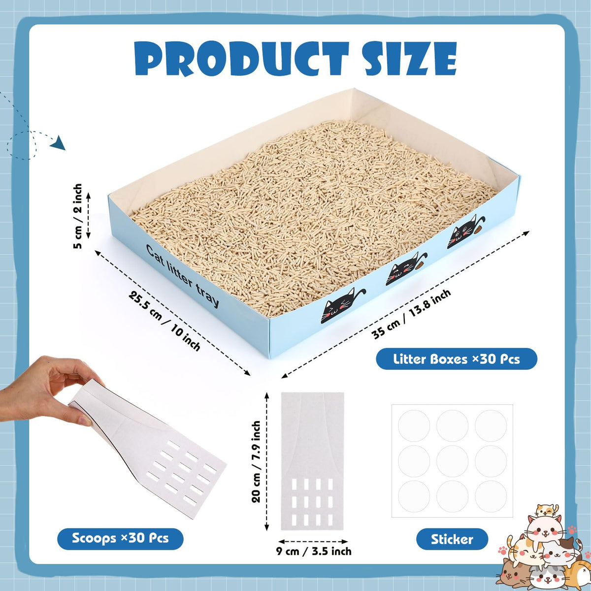 30 Pack Disposable Litter Boxes with Scoop W994