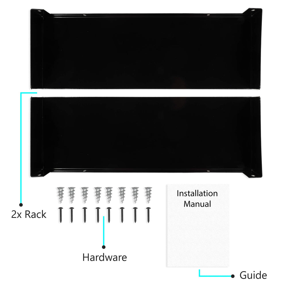 Black Set of 2 U Shape Wall Mount Metal Shelf O99196