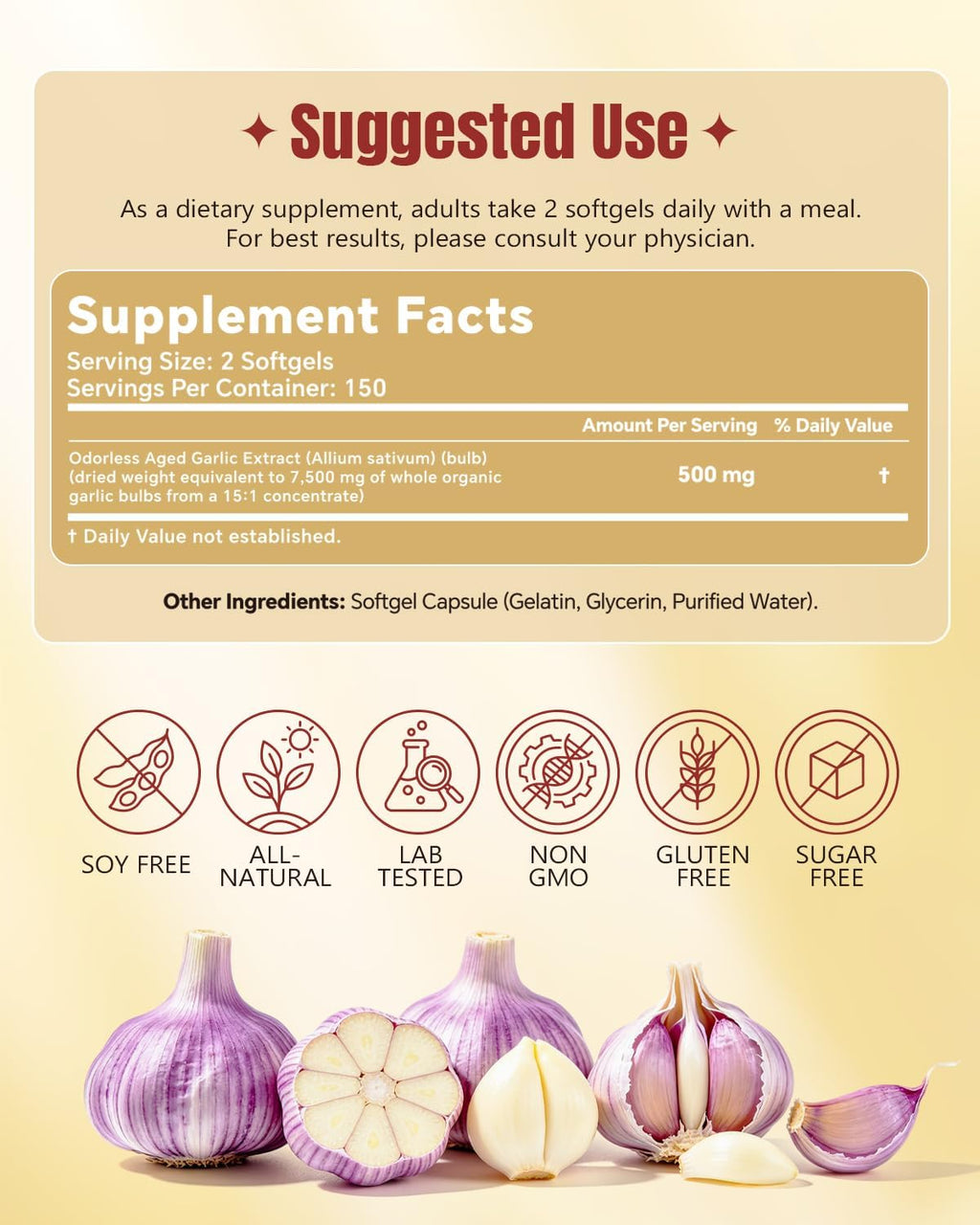 Odorless Aged Garlic Extract Softgels 300 Count U733815