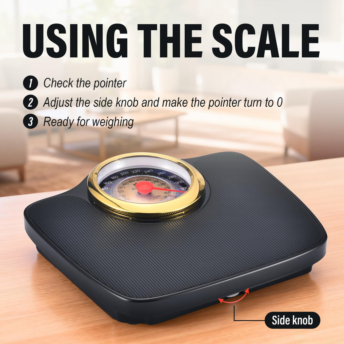 Mechanical Bathroom Scale, Large Dial, 400lbs D309671