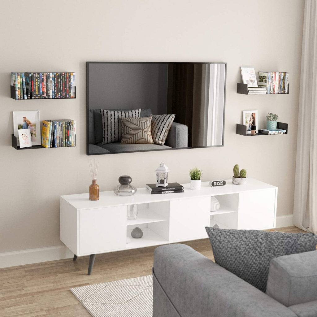 Black Set of 2 U Shape Wall Mount Metal Shelf O99196