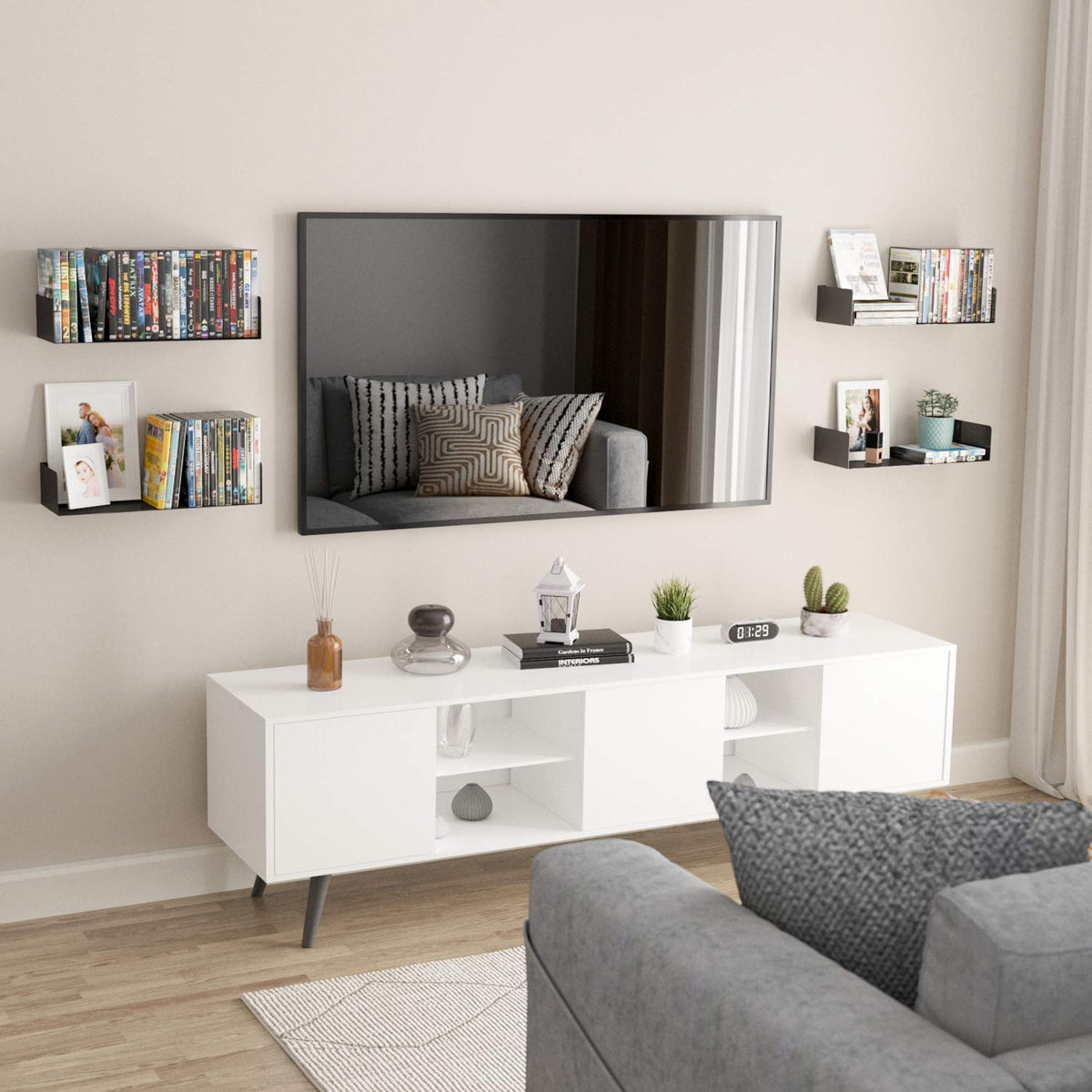 Black Set of 2 U Shape Wall Mount Metal Shelf O99196