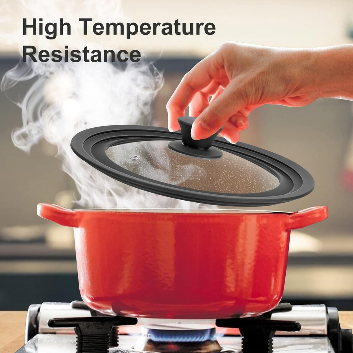 Silicone Glass Pan Lid for 10, 11, 12 Inch Pots & Skillets L615
