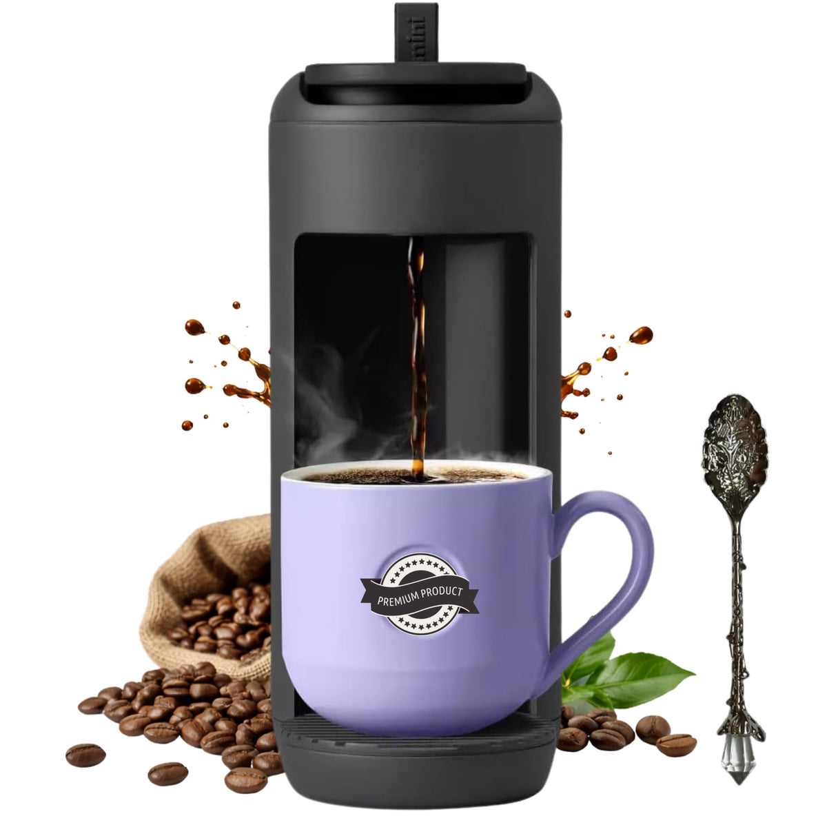 Single Serve K Cup Coffee Maker 12 oz Matte Black O21827