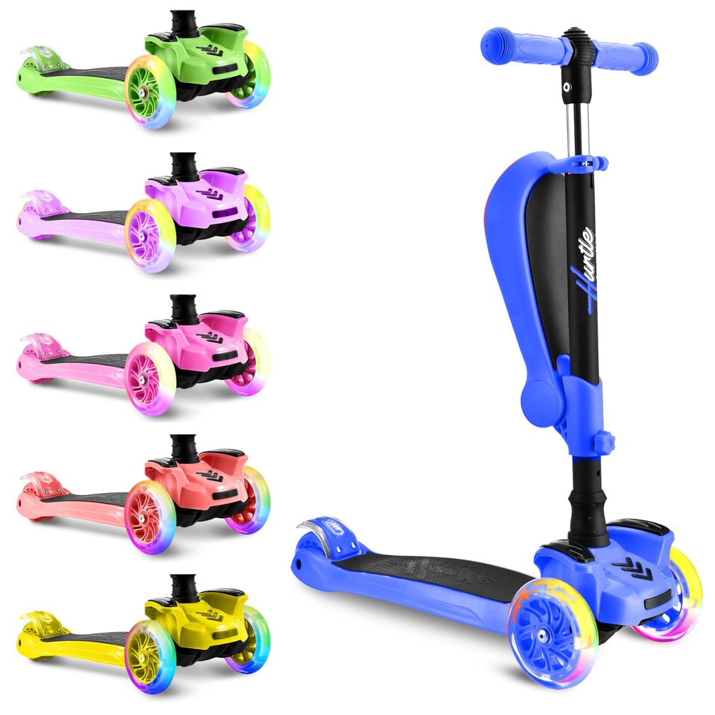 3-Wheeled Scooter with LED Lights, Adjustable Handlebar, and Foldable Seat D7617