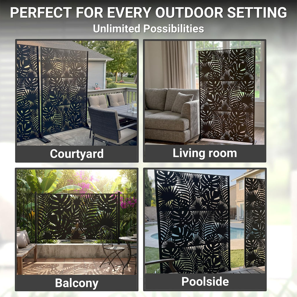72in Laser Cut Steel Privacy Screen S835206