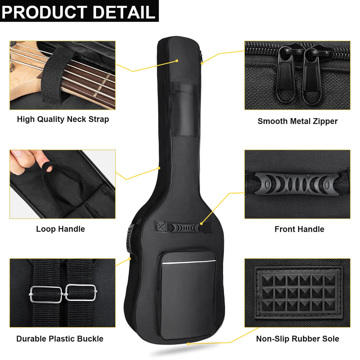 Black Waterproof Bass Guitar Gig Bag Q216879