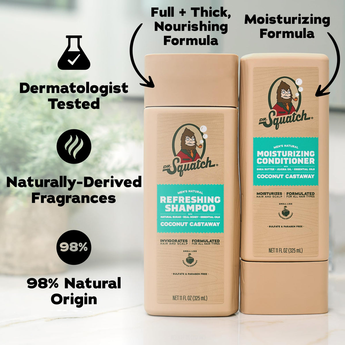 Natural Shampoo and Conditioner Set 11 fl oz 2-Pack X8283
