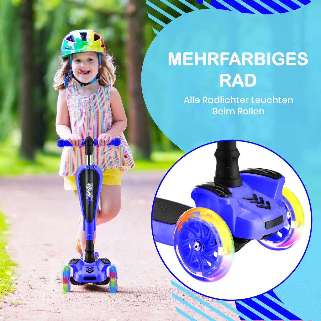3-Wheeled Scooter with LED Lights, Adjustable Handlebar, and Foldable Seat D7617