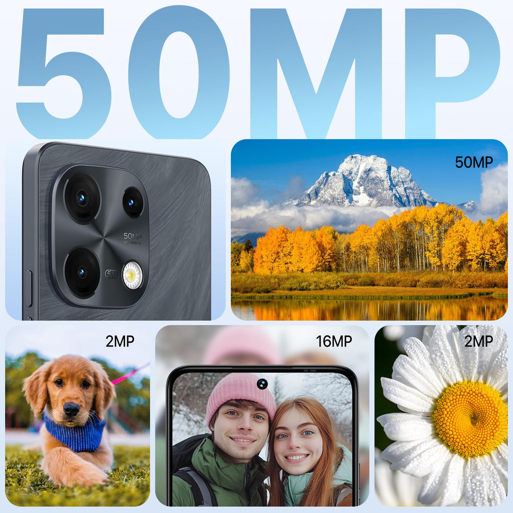 5G Dual SIM Unlocked Cell Phone, 6.8" HD+ 120Hz Display, 256GB, 50MP Camera, Black B287