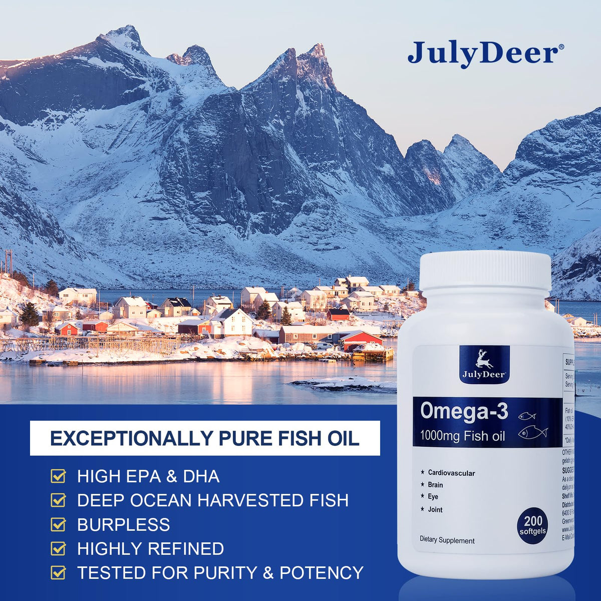 Omega 3 Fish Oil 1000 mg 200 Softgels P85100