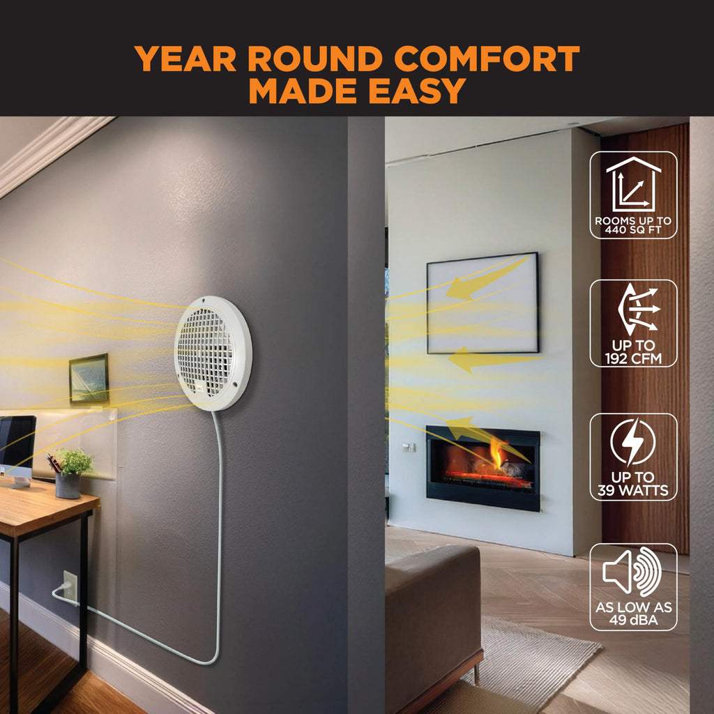 ThruWall Transfer Fan, 200-440 Sq Ft, 10-Ft Cord, 2-Speed R2465