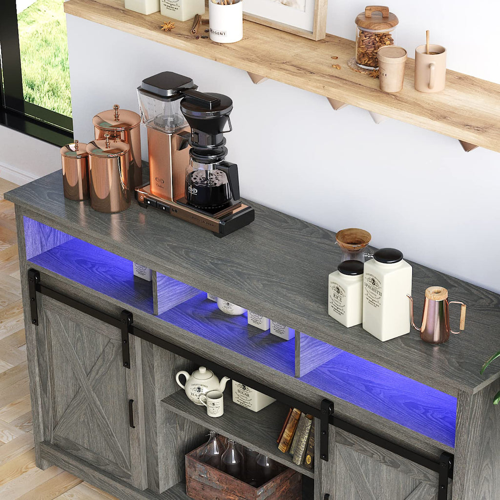 Wash Grey Wooden TV Stand with Sliding Barn Door Y135844