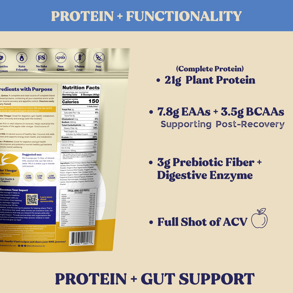 Plant-Based Protein Shake 21g Vegan Protein Vanilla 15 Servings A736670