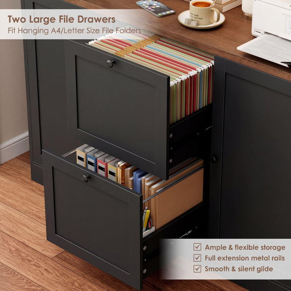 72'' Tall File Bookcase with Power Outlet & 2 Filing Drawers H15437