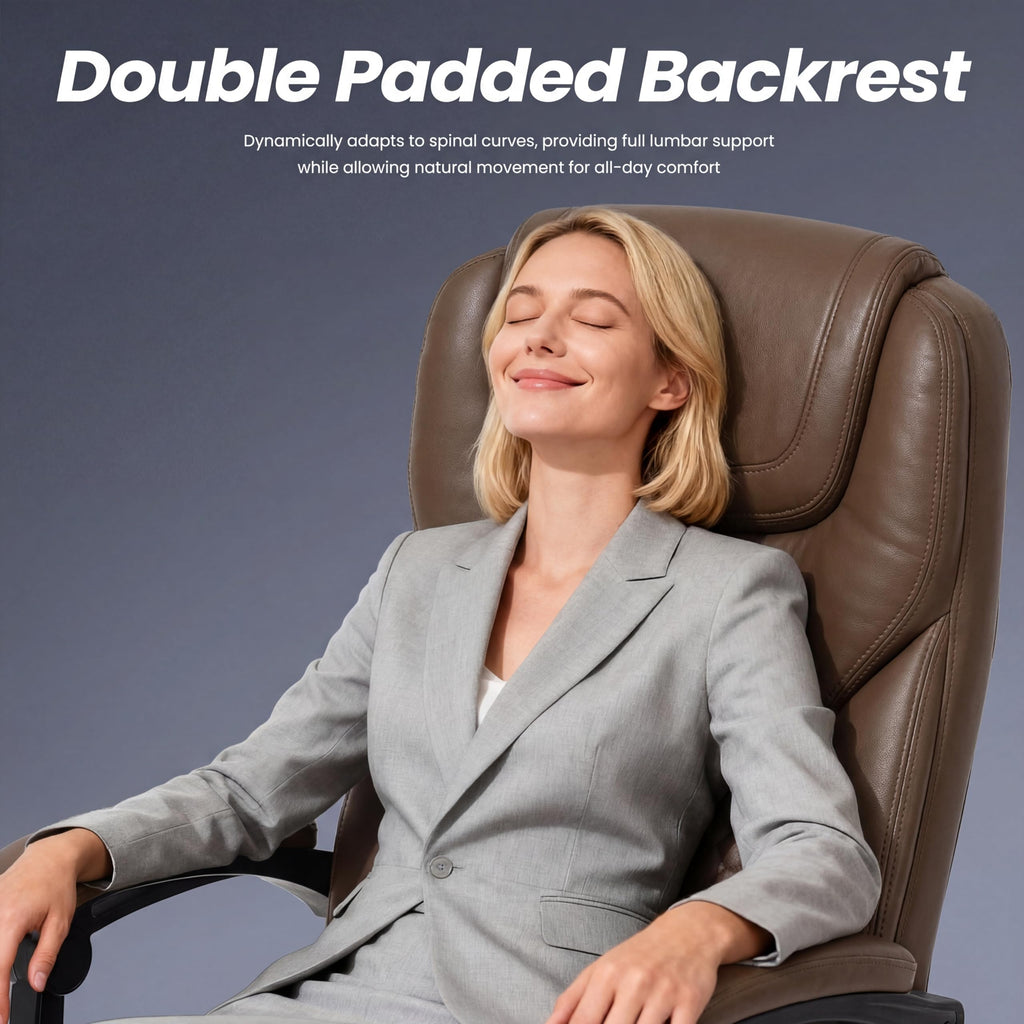 Brown Leather Massage Office Chair with Heat and Footrest A68867