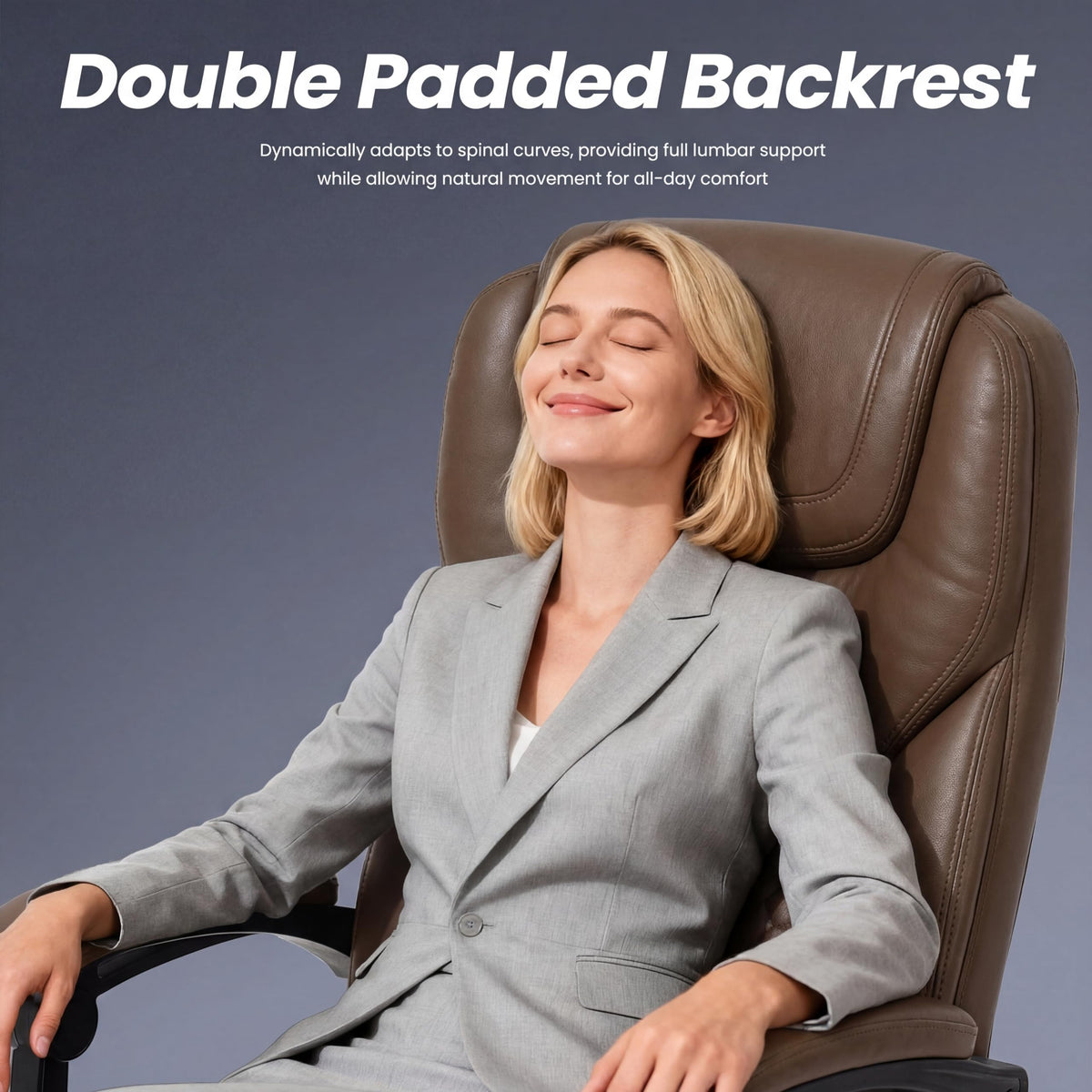 Brown Leather Massage Office Chair with Heat and Footrest A68867