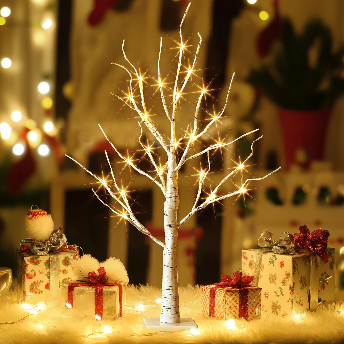Lighted Birch Tree with Lights Q17756