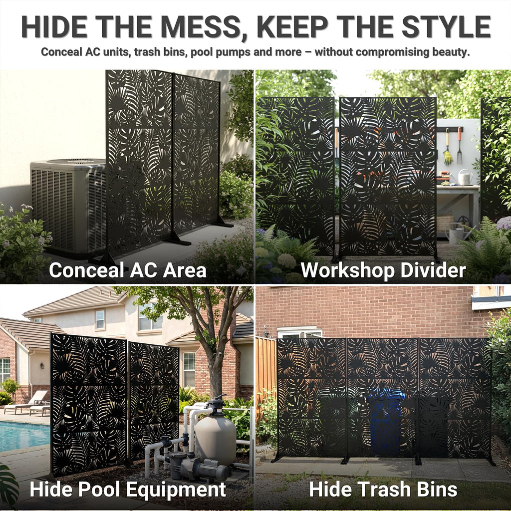 72in Laser Cut Steel Privacy Screen S835206