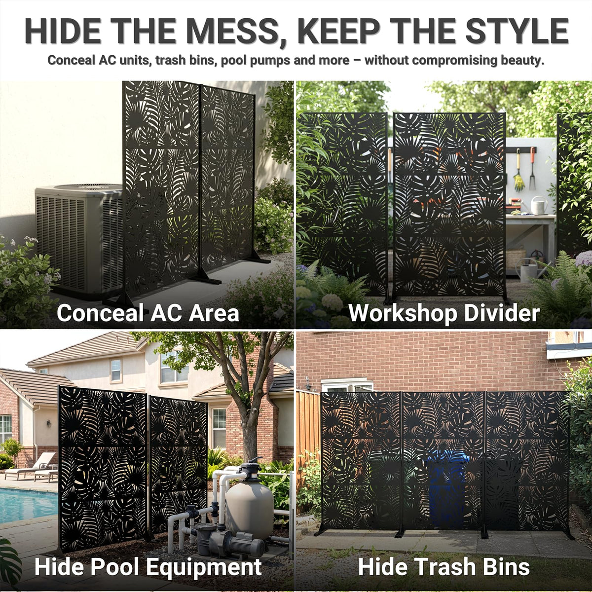 72in Laser Cut Steel Privacy Screen S835206