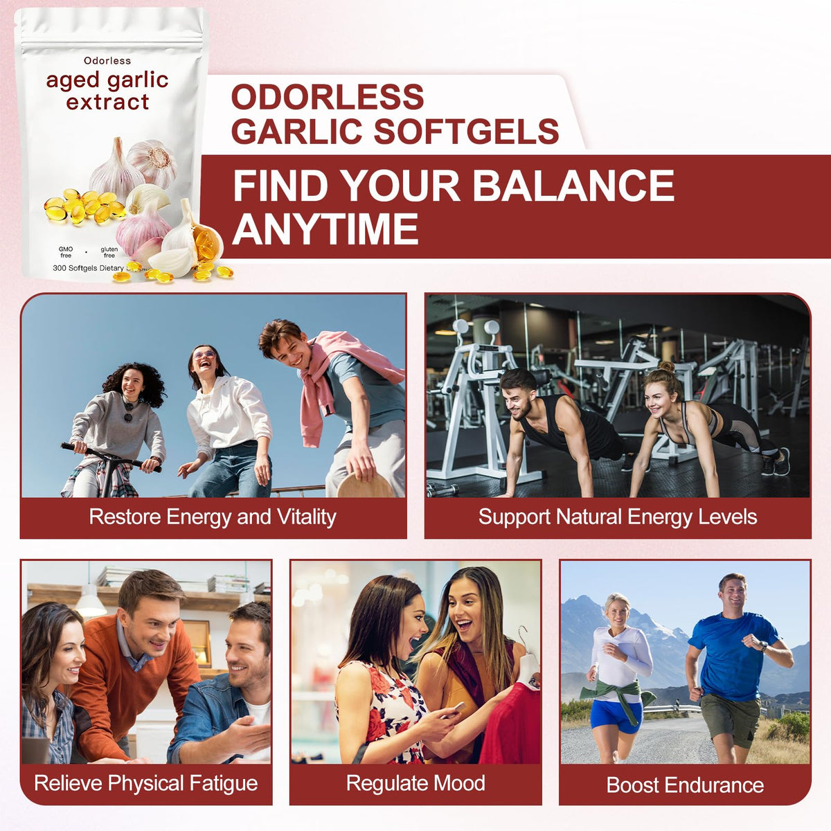 Odorless Garlic Supplement 300 Count Softgels M376653