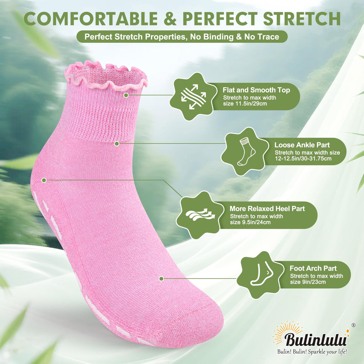Non Slip Diabetic Socks for Women 6 Pairs Size 9-11 B369594