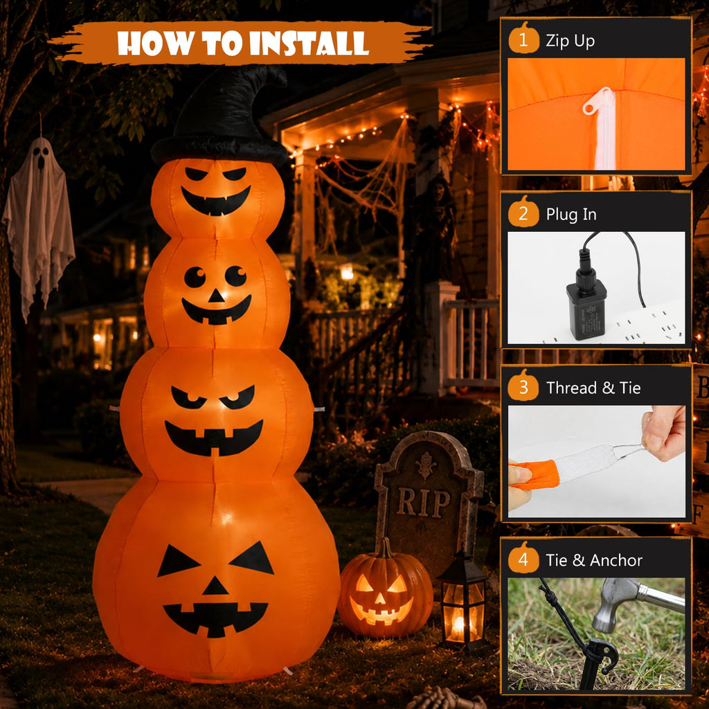8FT Inflatable Stacked Pumpkins E36646