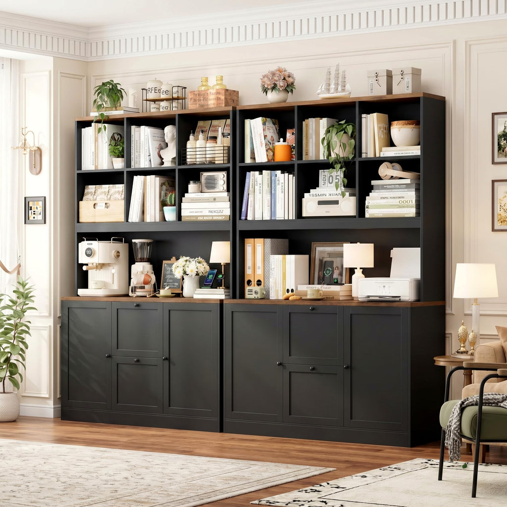 72'' Tall File Bookcase with Power Outlet & 2 Filing Drawers H15437