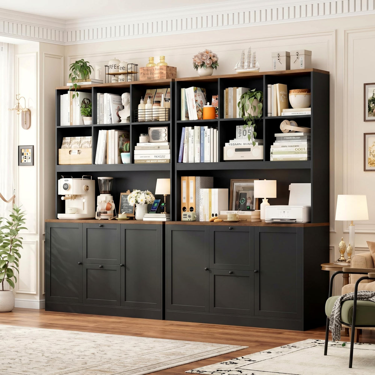 72'' Tall File Bookcase with Power Outlet & 2 Filing Drawers H15437