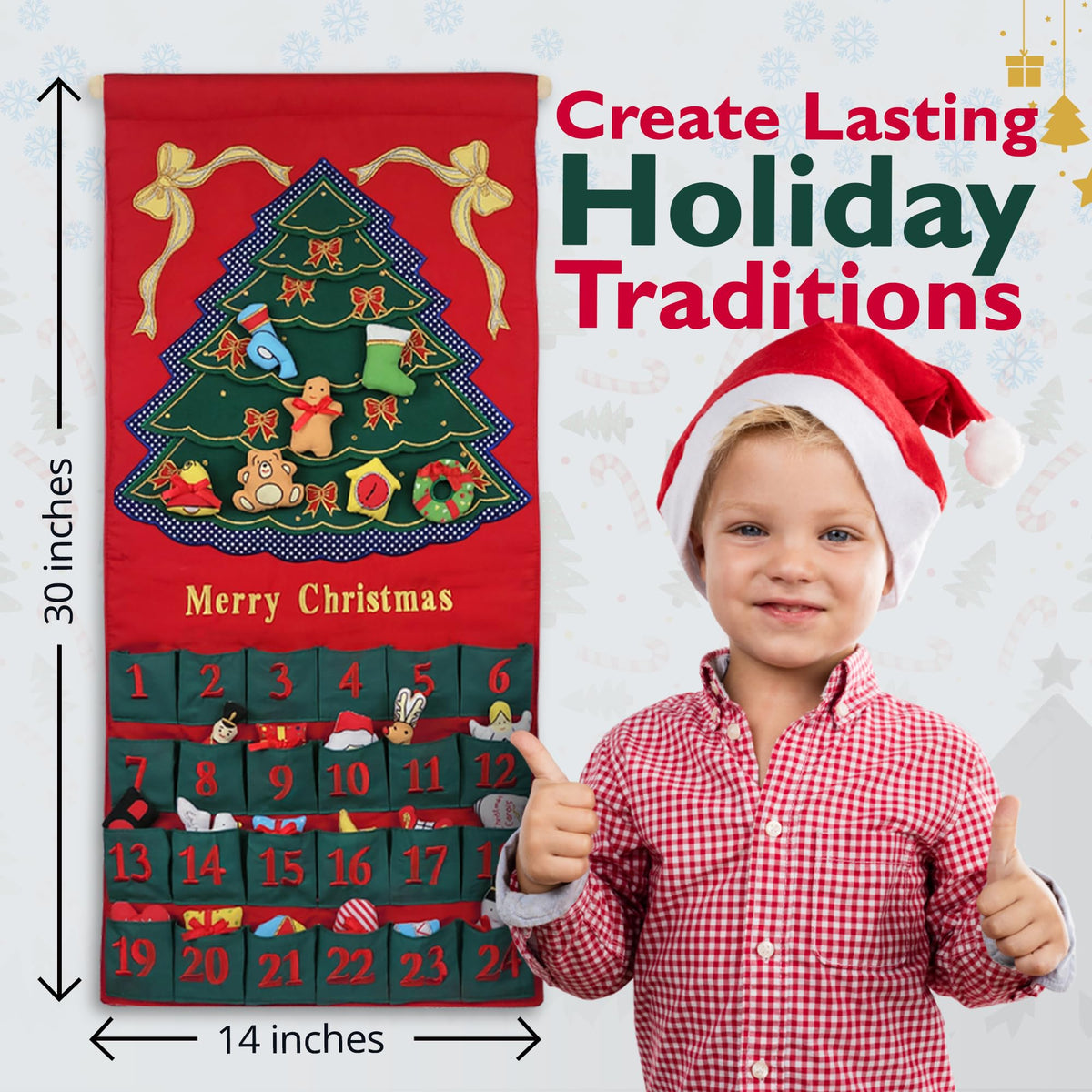 Christmas Advent Calendar with 24 Cloth Ornaments C9629