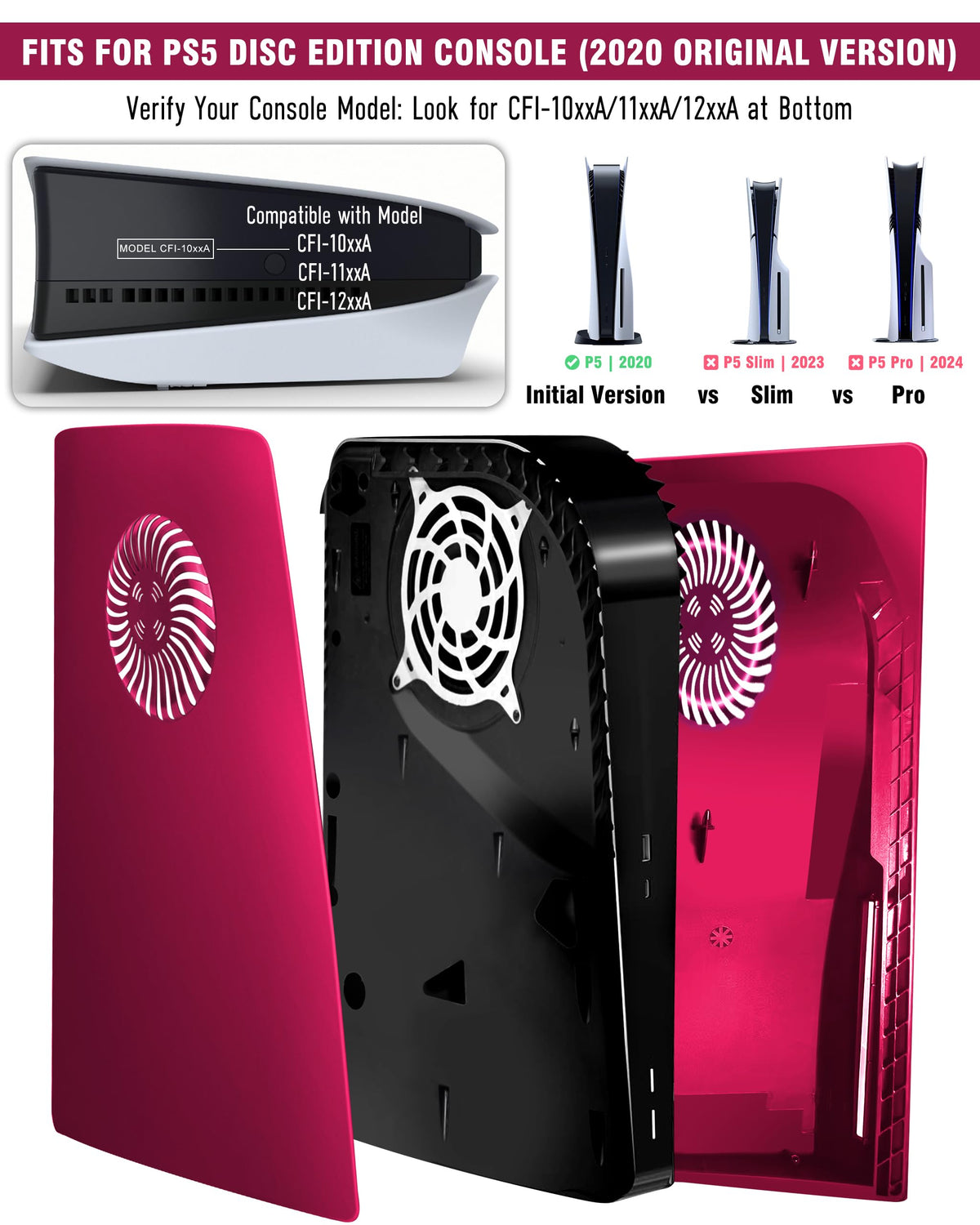 Cosmic Red Vented Faceplate for PS5 Disc Edition U3826
