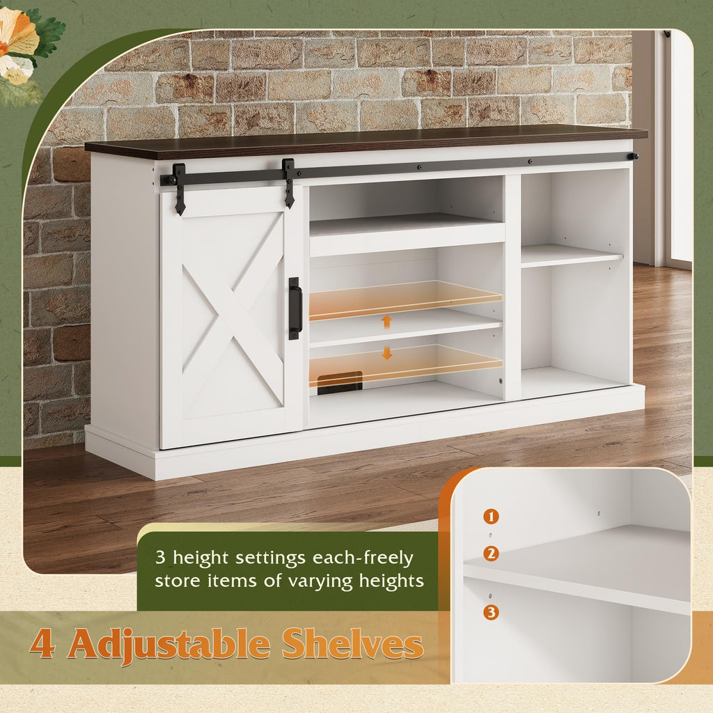 White Sliding Barn Door TV Stand C4981