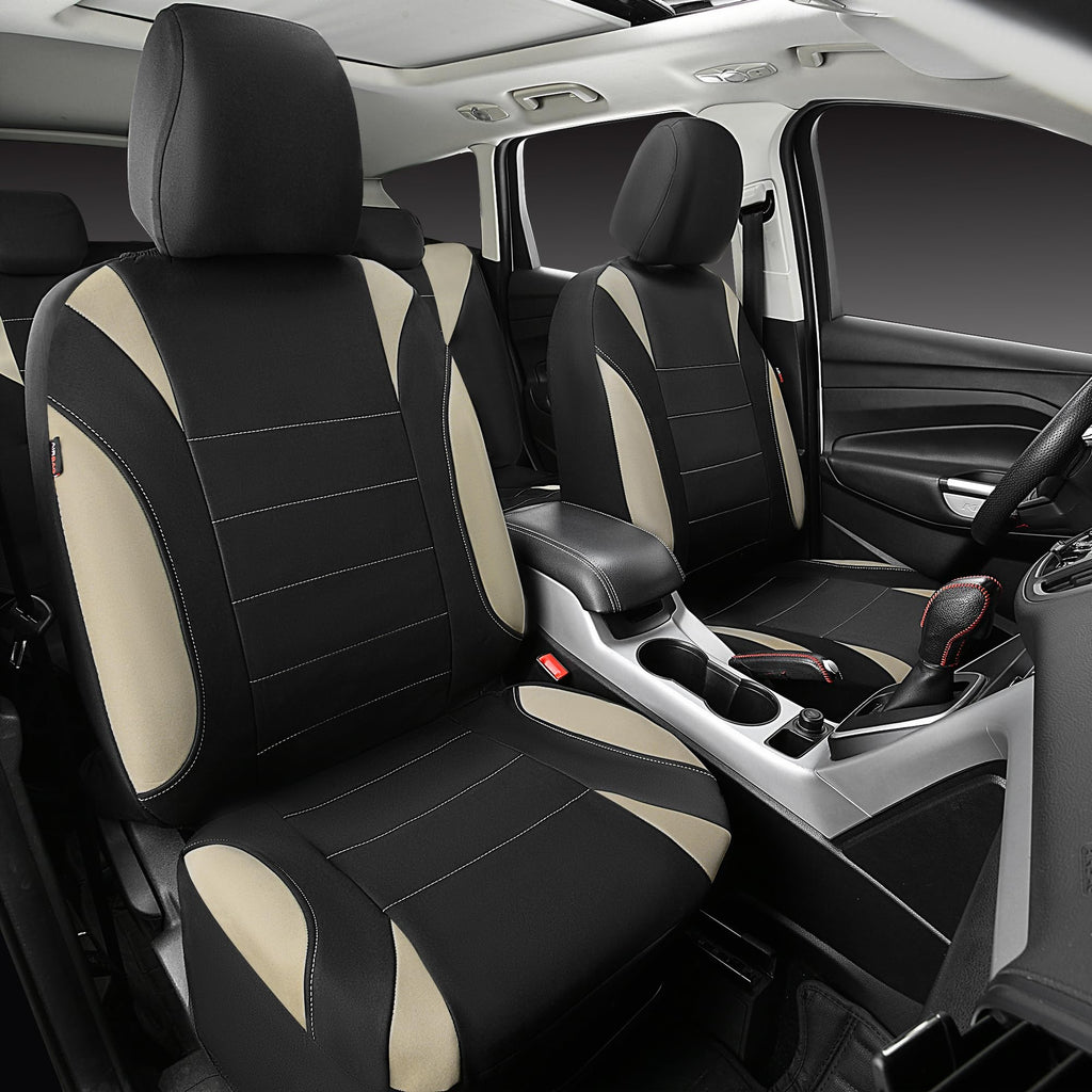 Waterproof Car Seat Covers Full Set Black and Beige K77725