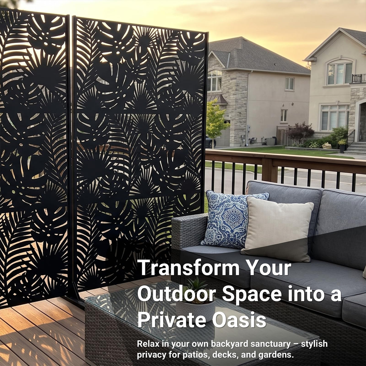 72in Laser Cut Steel Privacy Screen S835206
