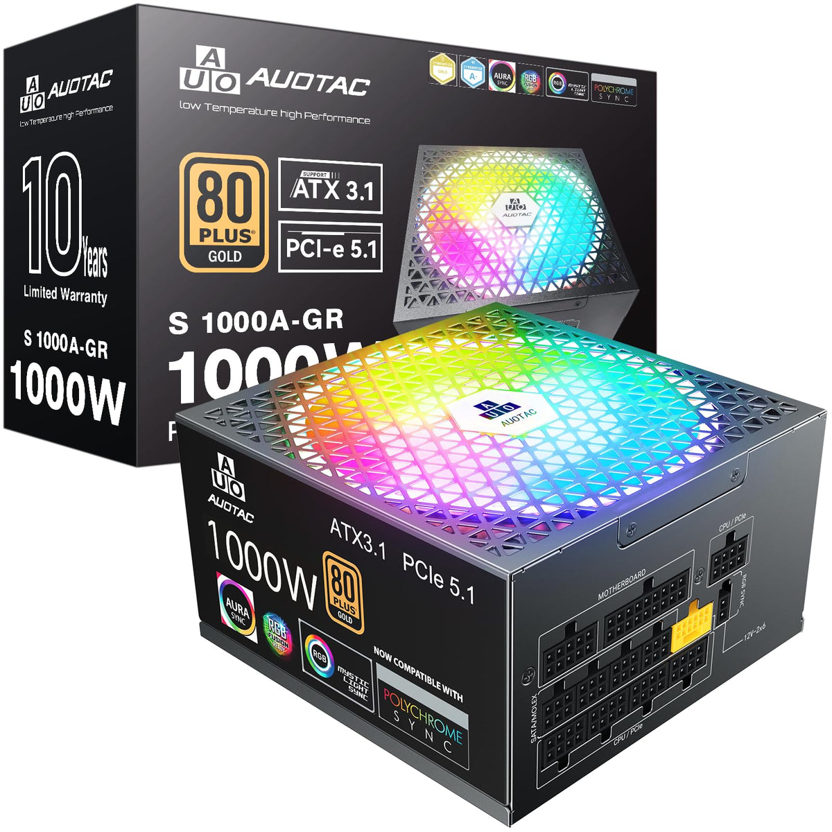 1000W Fully Modular 80+ Gold ATX 3.1 Power Supply F620