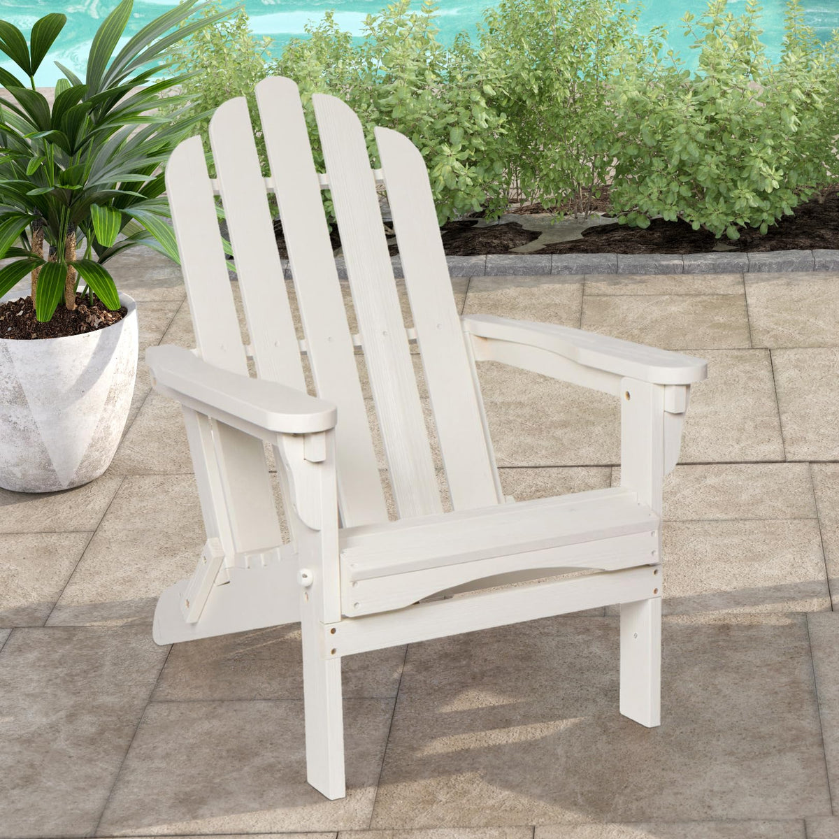 Eggshell White Wooden Outdoor Folding Chair G79018