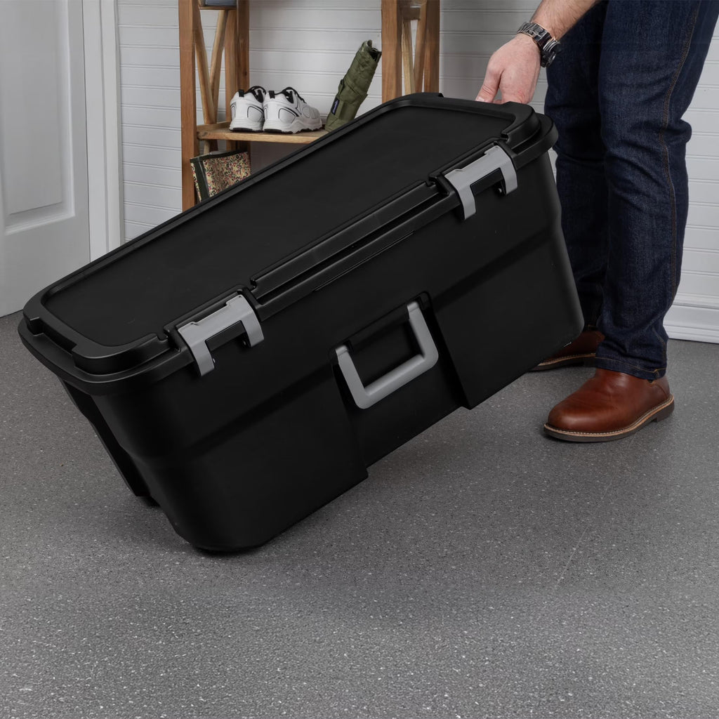 22 Gallon Black Wheeled Plastic Storage Trunk X42629