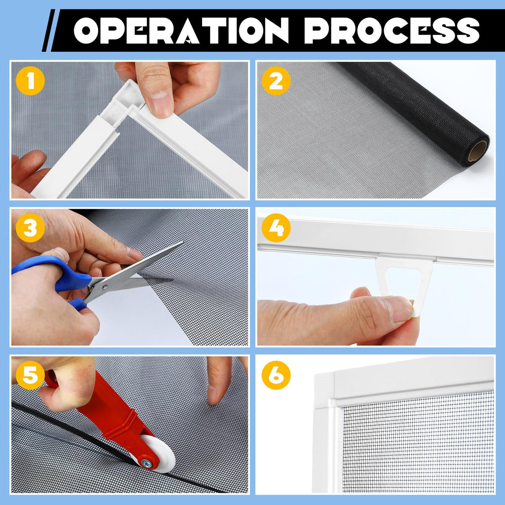 4 Pack Window Screen Kit with Aluminum Frame White 40'' X 40'' J490