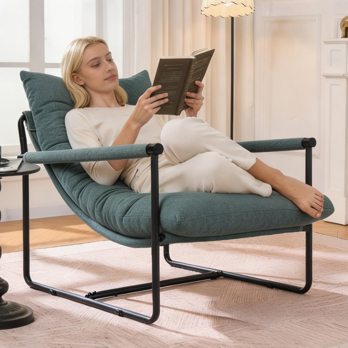 Green Set of 2 Upholstered Accent Chair with Metal Frame P136501
