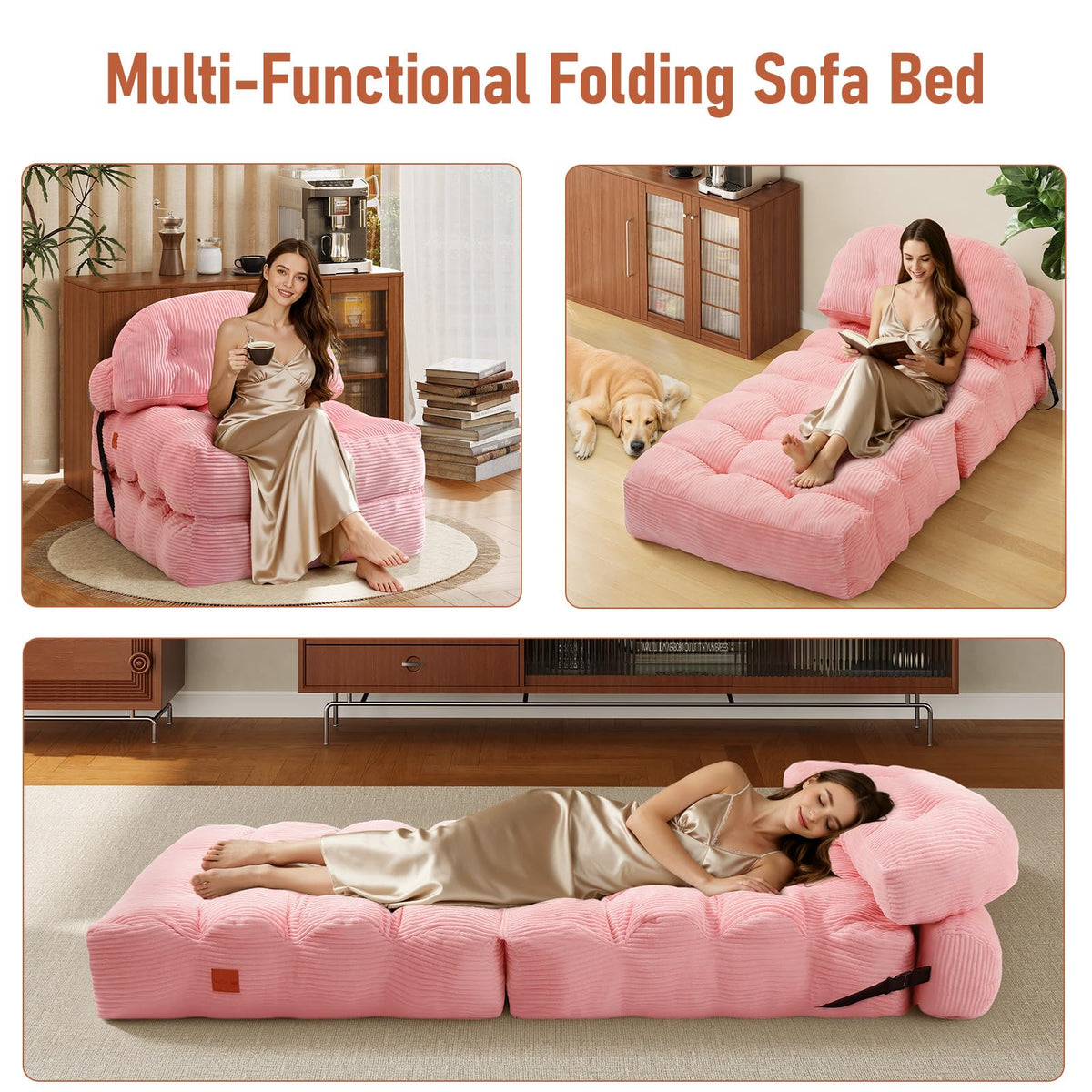Folding Convertible Sofa Bed with Pillow L9352