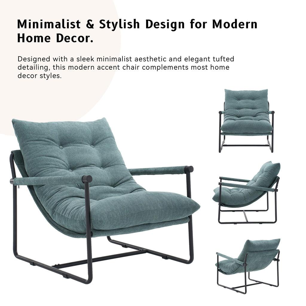 Green Set of 2 Upholstered Accent Chair with Metal Frame P136501