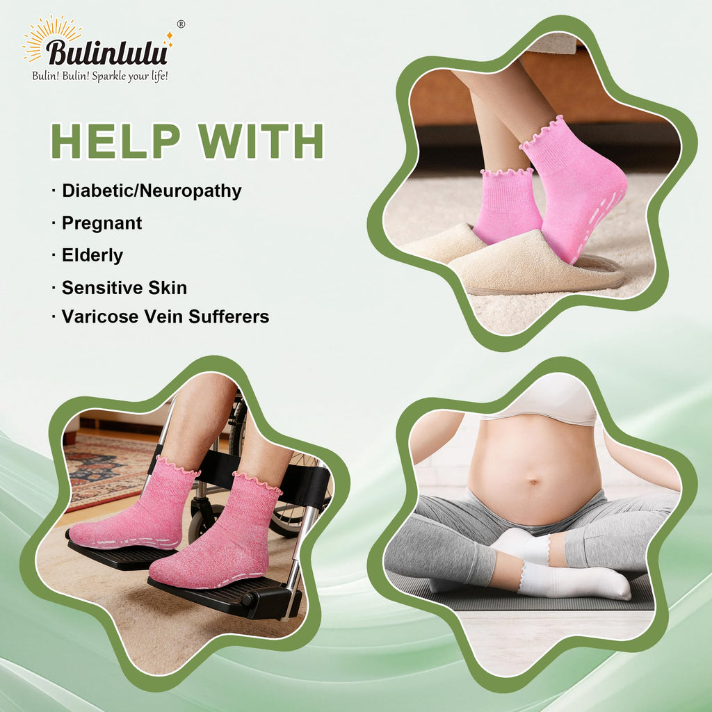 Non Slip Diabetic Socks for Women 6 Pairs Size 9-11 B369594
