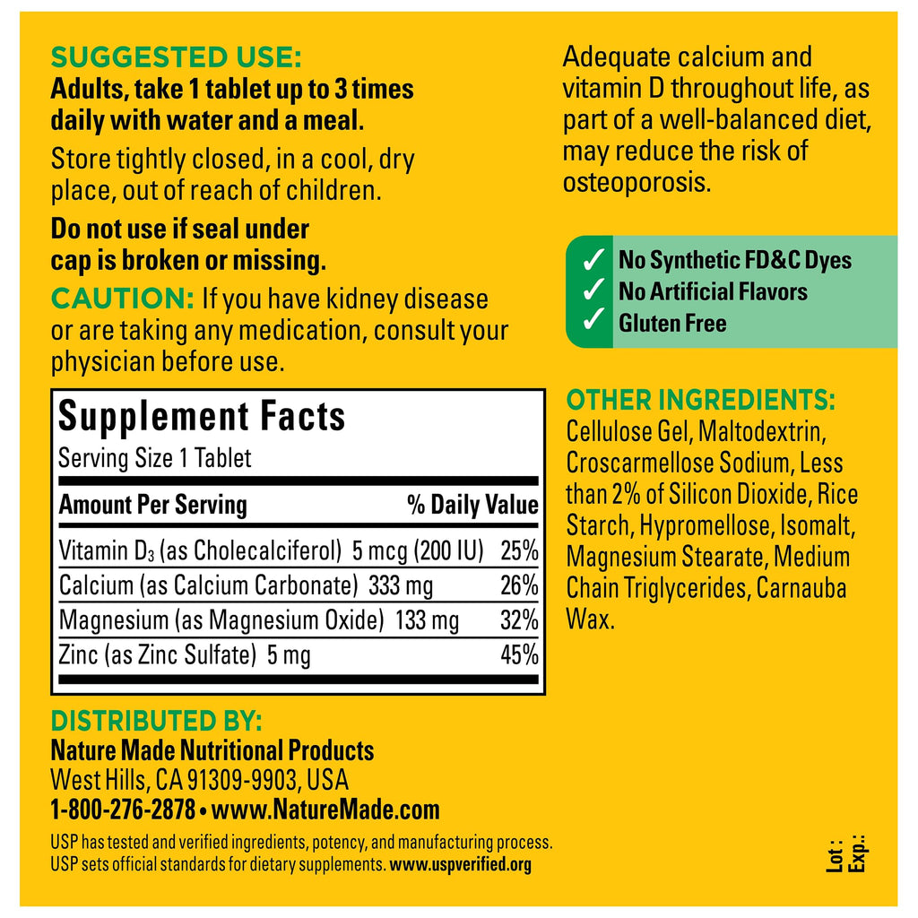 Calcium Magnesium Zinc with Vitamin D3, 300 Tablets V54007