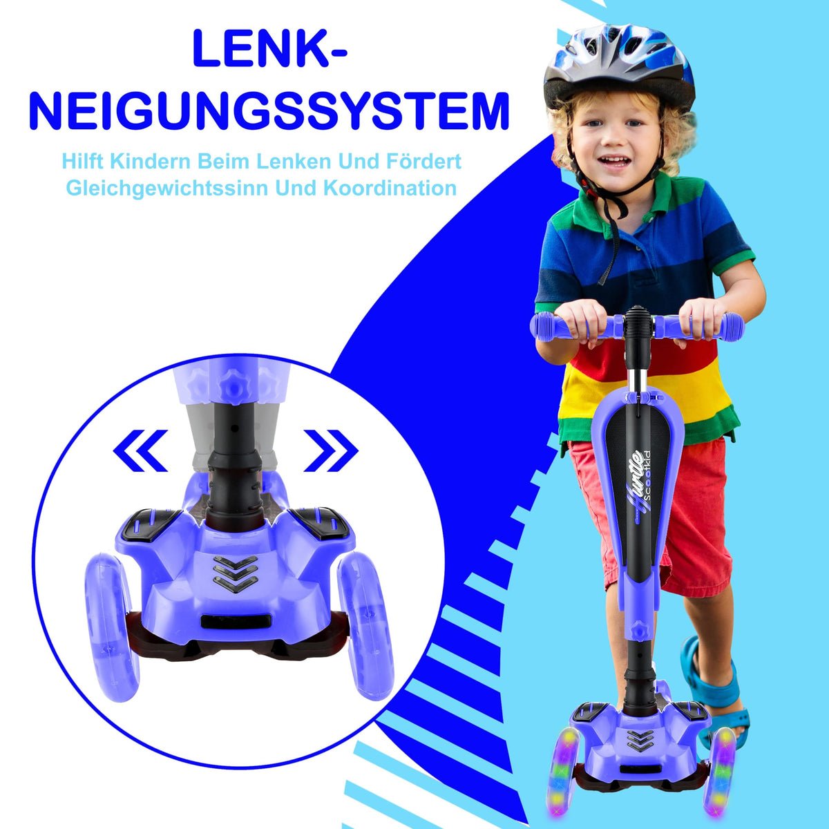 3-Wheeled Scooter with LED Lights, Adjustable Handlebar, and Foldable Seat D7617