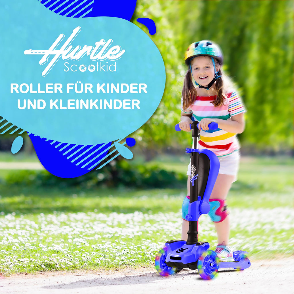 3-Wheeled Scooter with LED Lights, Adjustable Handlebar, and Foldable Seat D7617