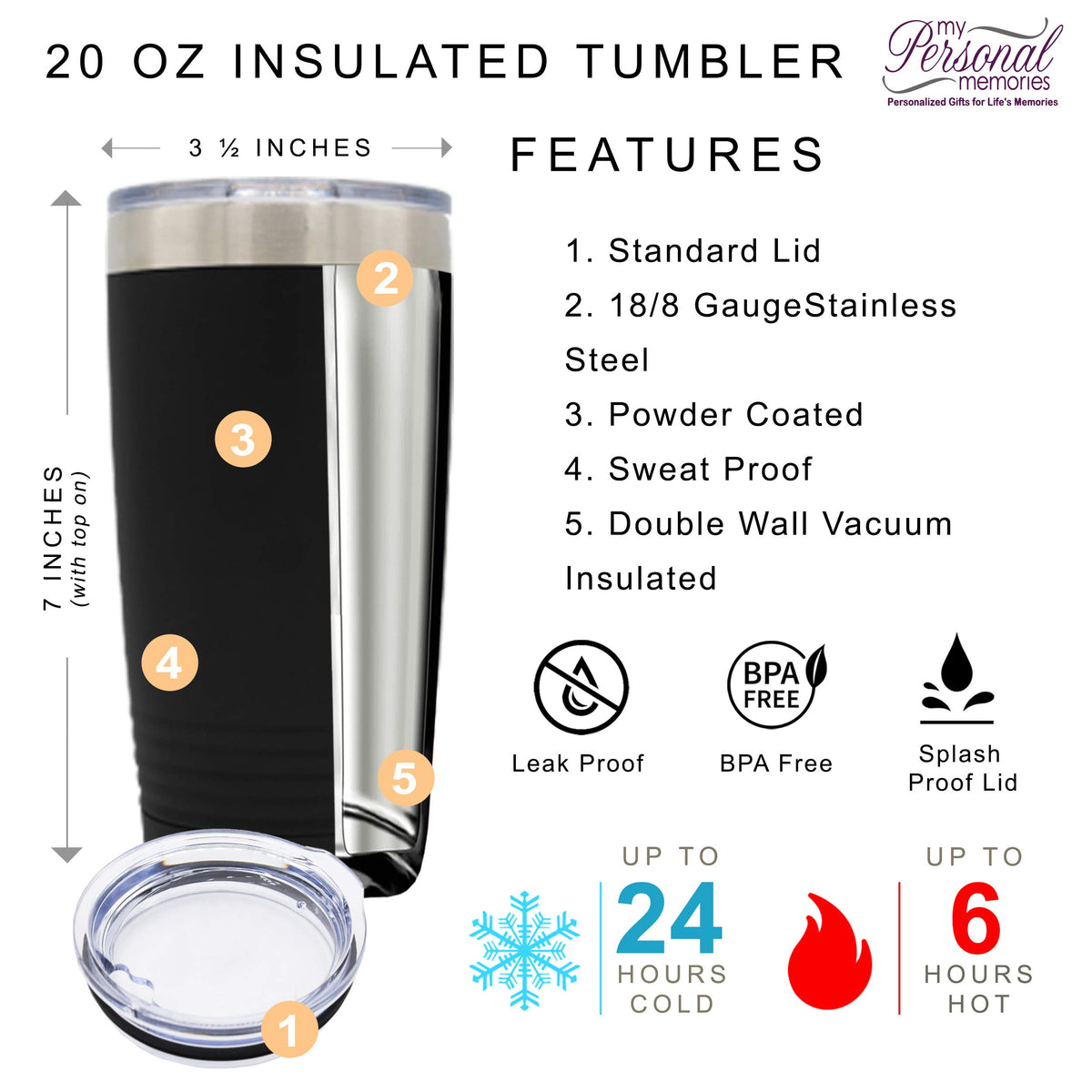 Set of 2 Stainless Steel Double Wall Vacuum Insulated Travel Tumbler S488422